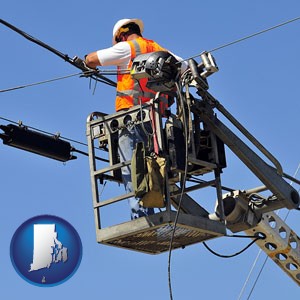 an electric company worker - with Rhode Island icon